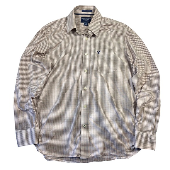 American Eagle Outfitters Other - American Eagle Outfitters Mens Vintage Fit Brown Micro Check Button Down Shirt L